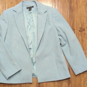 Vintage Dialogue Wool Cashmere Blend Blue Open Blazer Overcoat Women's Size 10